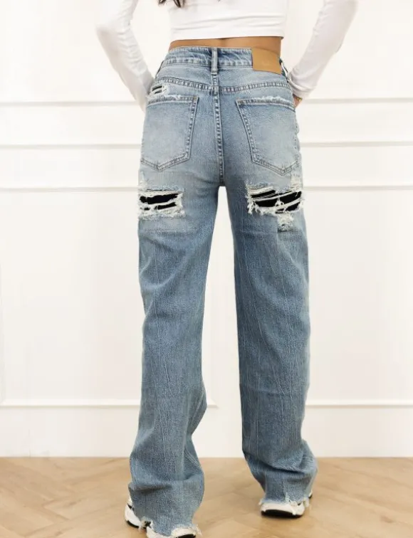 Aiva wide leg jeans donker blauw