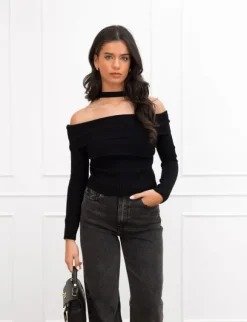 Alana off the shoulder top zwart