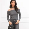 Alana off the shoulder top grijs