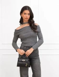 Alana off the shoulder top grijs
