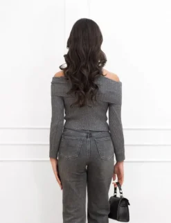 Alana off the shoulder top grijs
