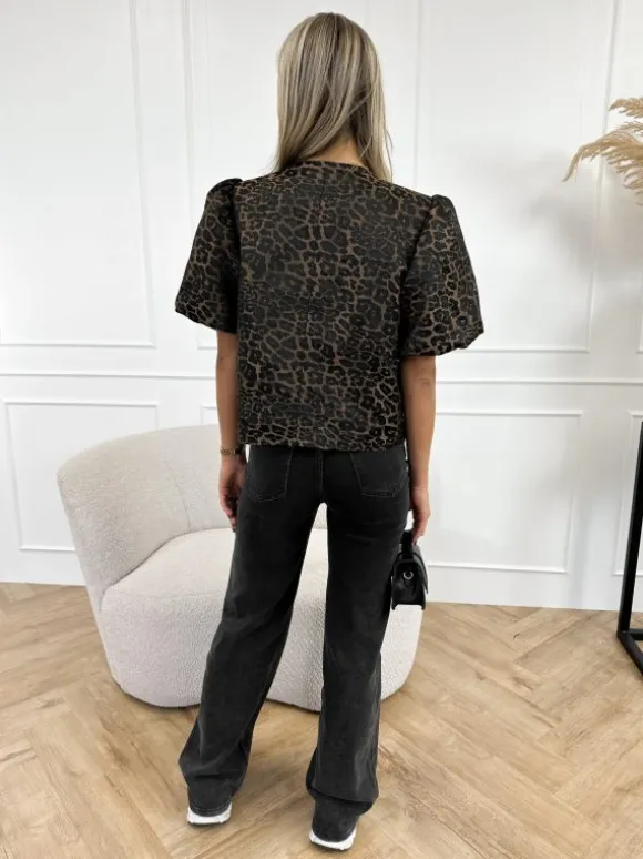 Alya panter blazer bruin