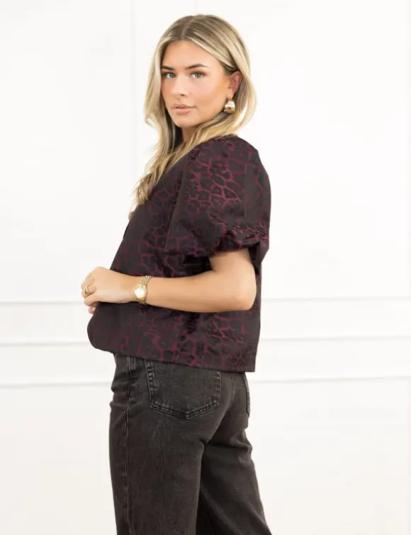 Alya panter blazer donker paars