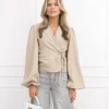 Belle blazer gestreept beige