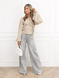 Belle blazer gestreept beige