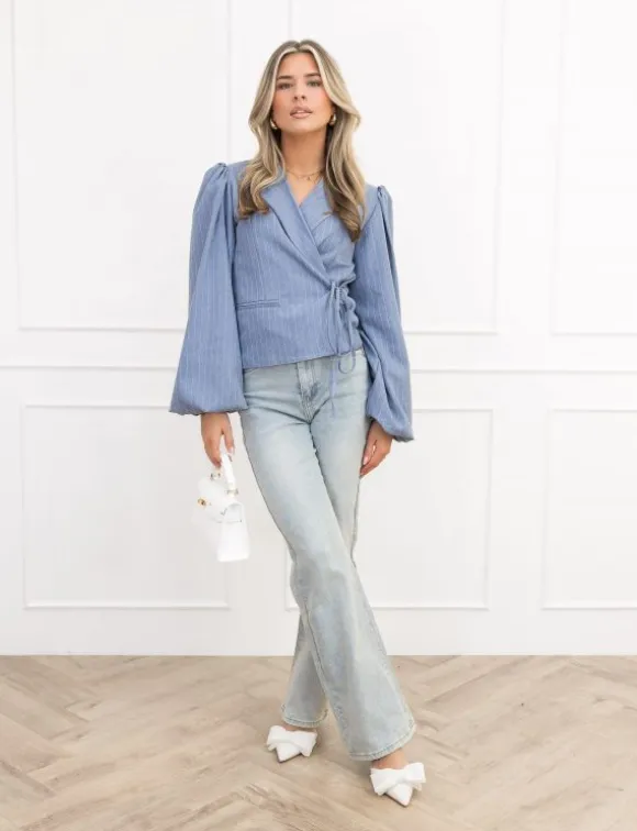 Belle blazer gestreept blauw