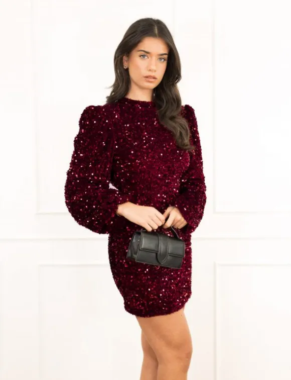 Benthe pailletten jurk bordeaux