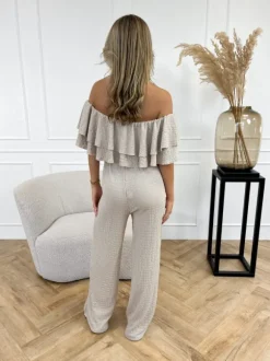Cayla off shoulder jumpsuit beige