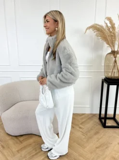 Daya faux fur jas grijs