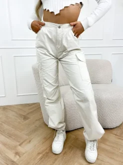 Ela parachute broek beige