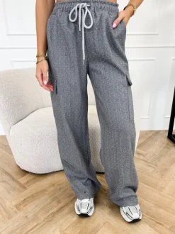 Elise strass broek grijs