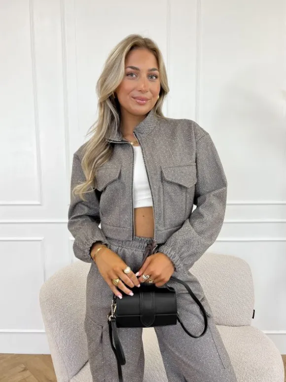 Elise strass jasje bruin