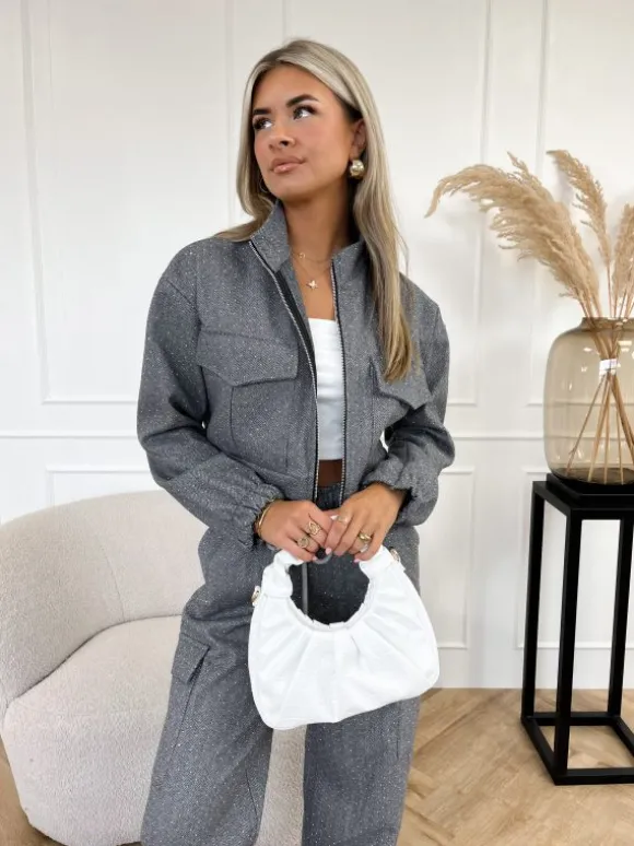 Elise strass jasje grijs