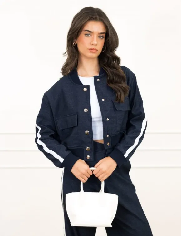 Fien cropped jasje donker blauw