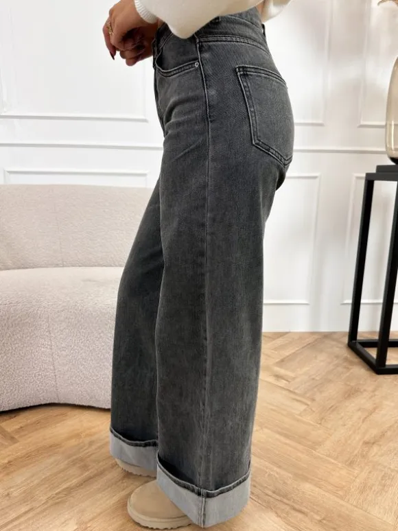 Gabi wide leg jeans donker grijs