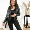 Gwen biker jacket metallic black