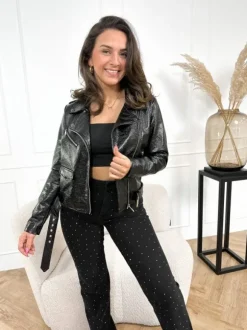Gwen biker jacket metallic black