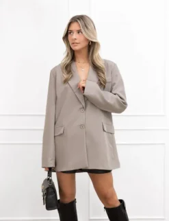 Isa strik blazer taupe