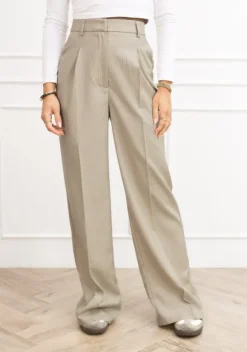 Jailin pantalon gestreept beige