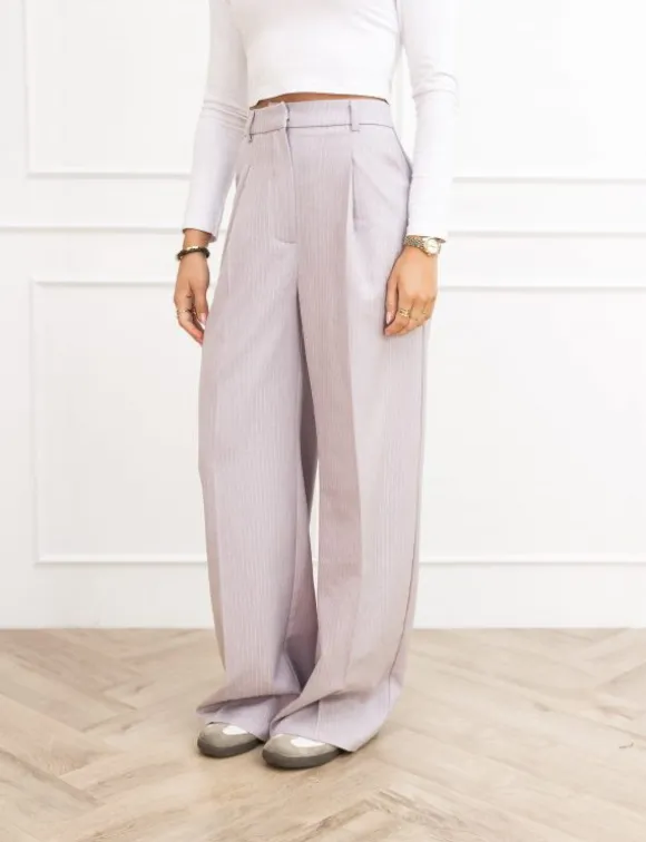 Jailin pantalon gestreept lila