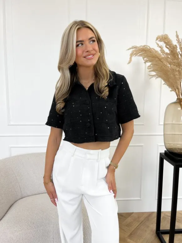 Jazlyn cropped jasje zwart