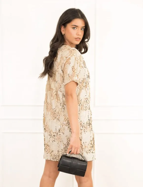 Jezz glitter jurk champagne