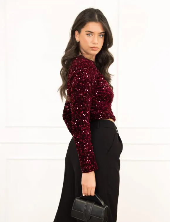 Jill top bordeaux rood