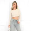 Joy basic cropped top beige