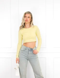 Joy basic cropped top butter yellow