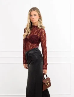 Kady kanten body bordeaux rood
