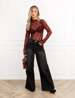 Kady kanten body bordeaux rood
