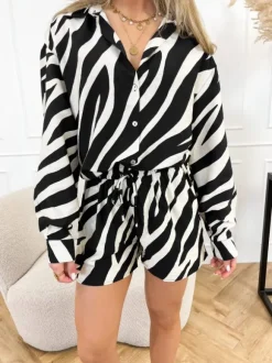 Kae zebra blouse zwart