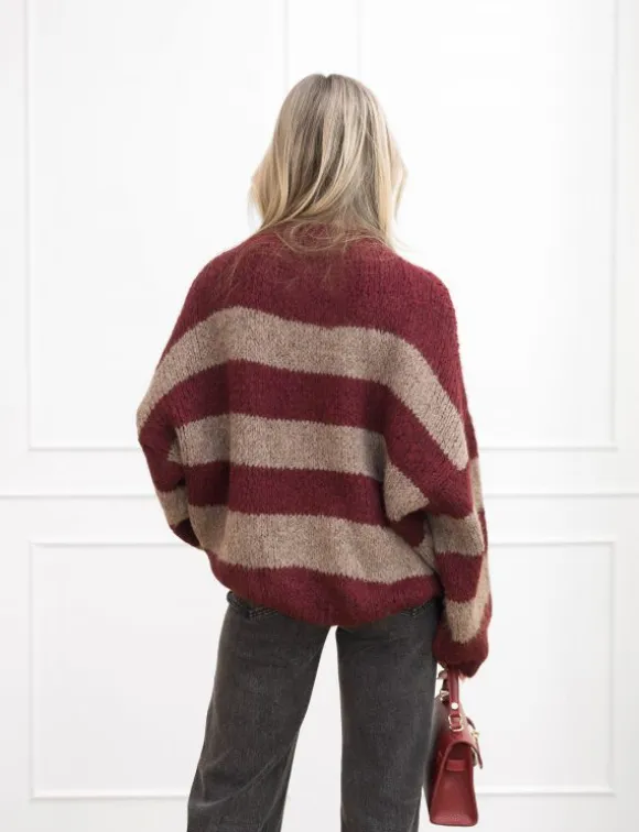 Kiki trui taupe/bordeaux