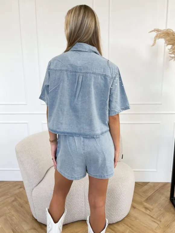 Koko strass short blauw