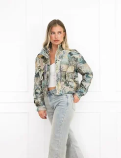 Larissa bomber jack print blauw
