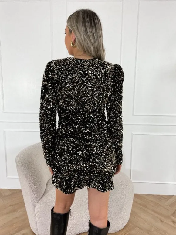 Laurie glitter jurk goud