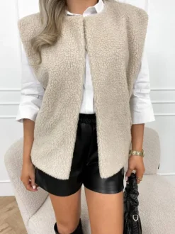 Lea teddy gilet beige