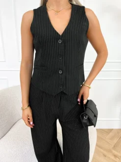 Liane strass gilet zwart