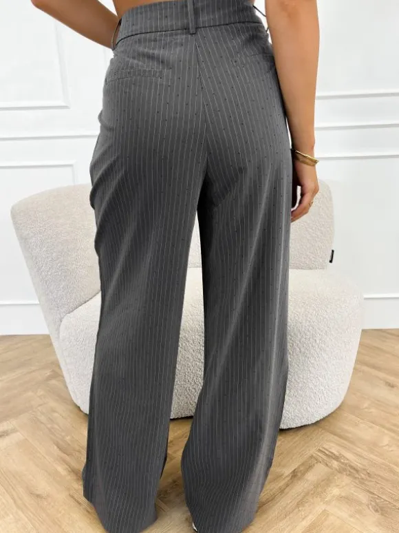 Liane strass pantalon grijs
