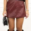 Liese leren skort bordeaux rood