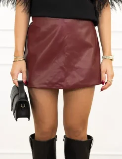 Liese leren skort bordeaux rood