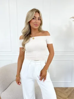 Livay off shoulder top beige