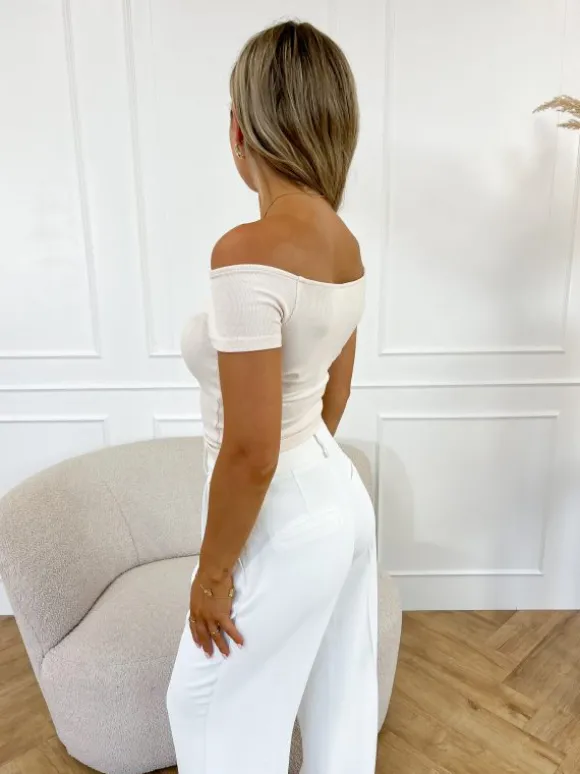 Livay off shoulder top beige