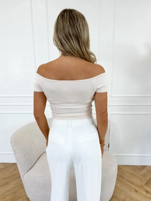 Livay off shoulder top beige