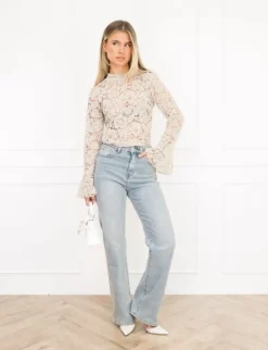 Luus kanten top beige
