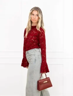 Luus kanten top bordeaux rood