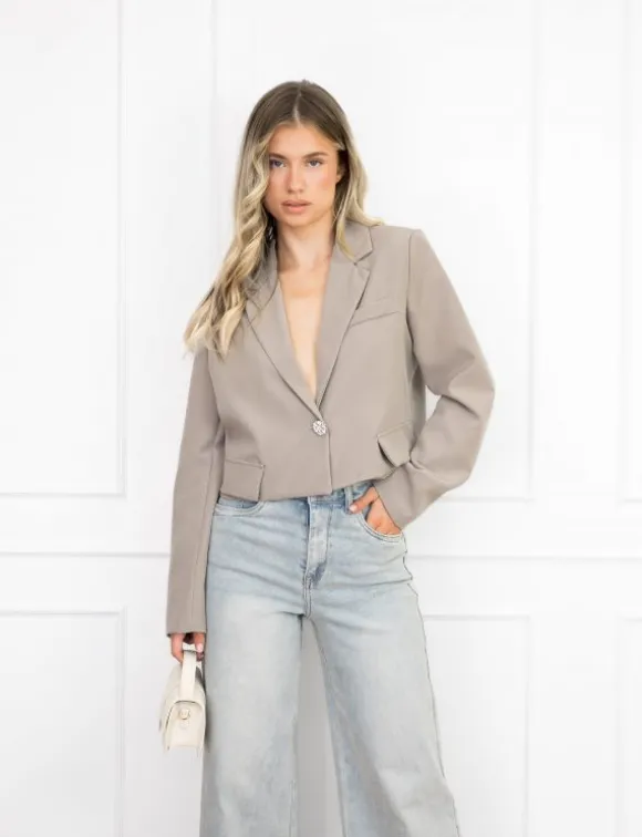 Maan cropped blazer taupe