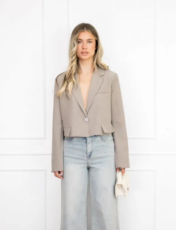 Maan cropped blazer taupe