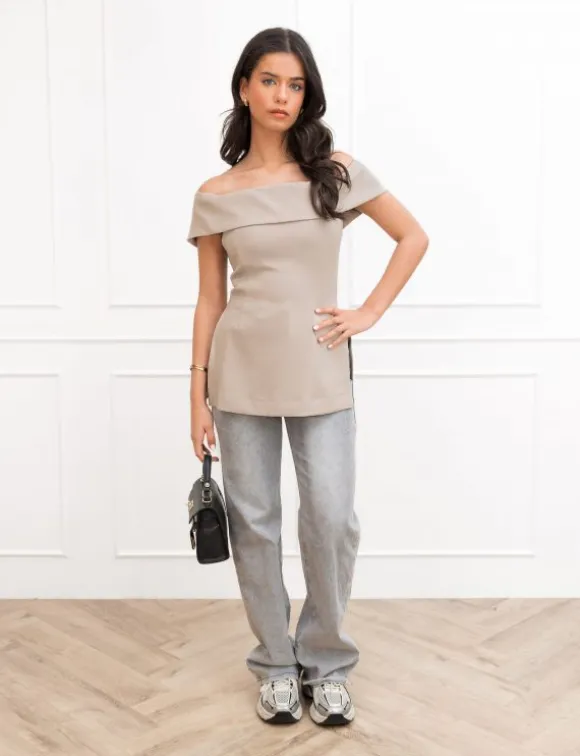 Mady top licht taupe