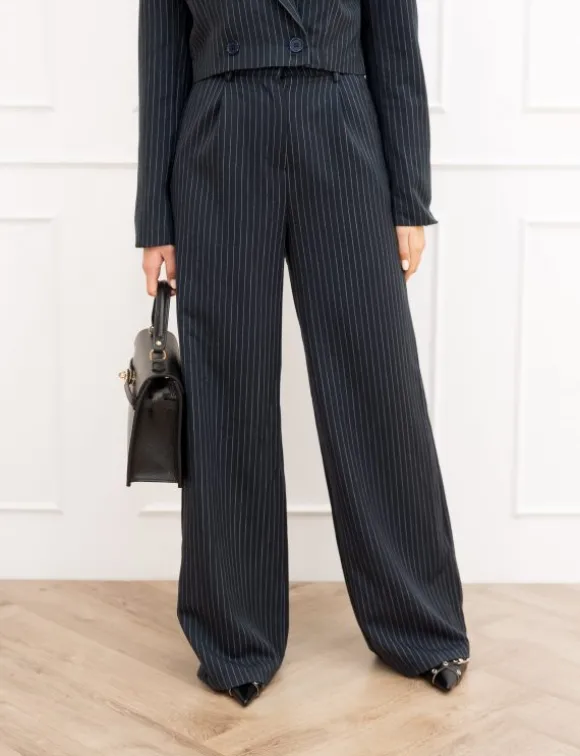 Mayra pantalon gestreept donker blauw